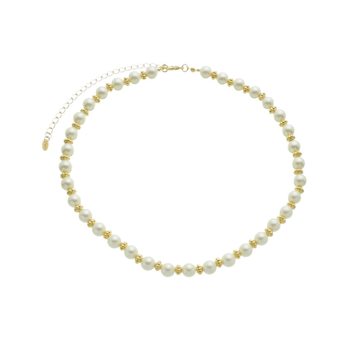 Colar de Pérolas Victória Metal Folheado a Ouro 18k