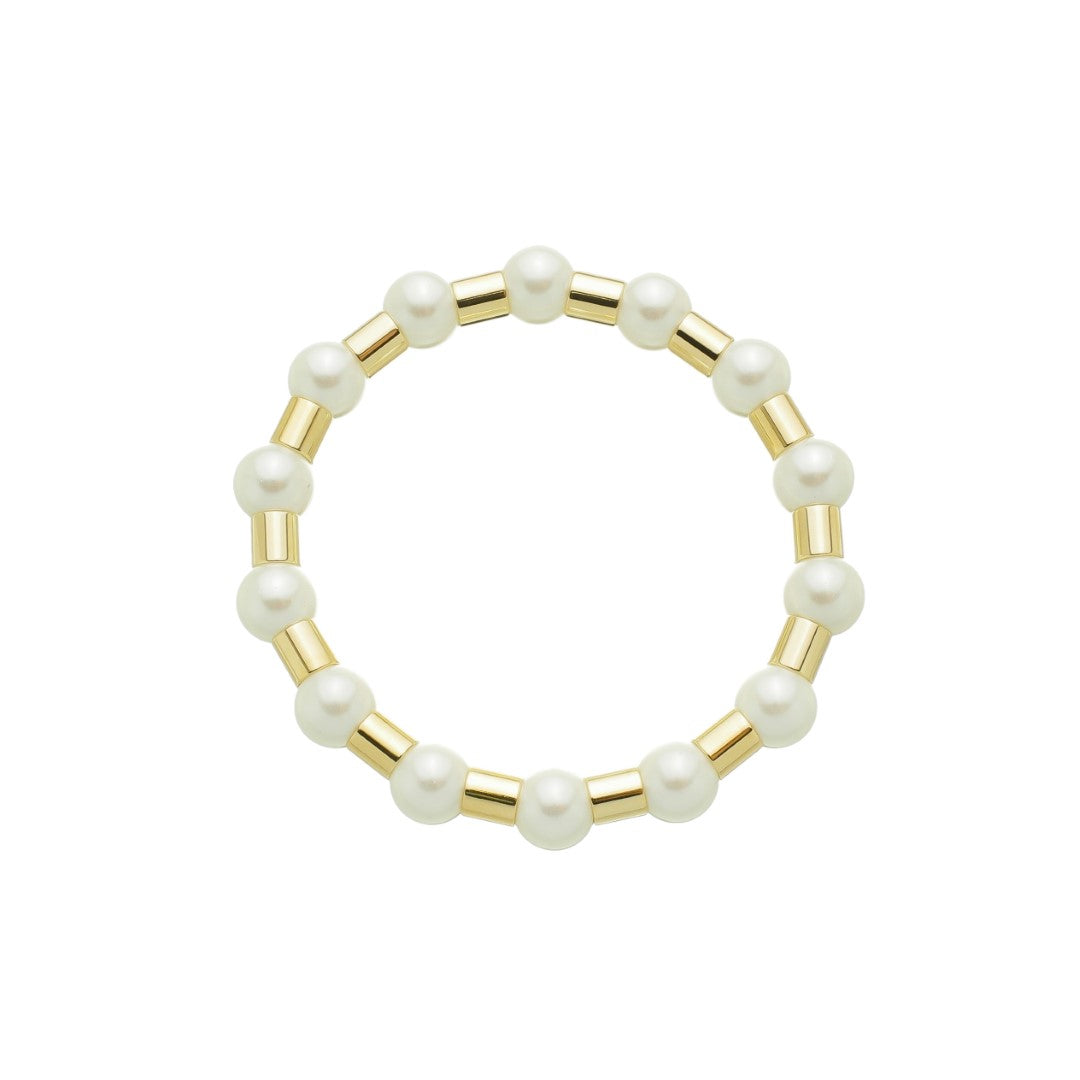 Pulseira de Pérolas Leonor Tubos Metal Folheado a Ouro 18k