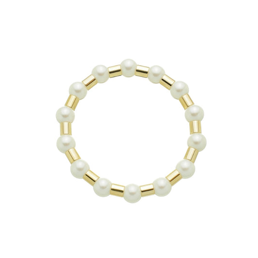 Pulseira de Pérolas Leonor Tubos Metal Folheado a Ouro 18k