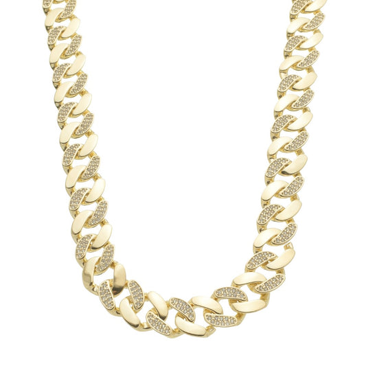 Colar Curto Alexia Elos Cravejados Zircônias Folheado a Ouro 18k