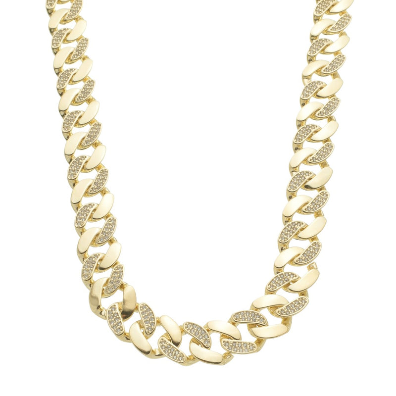 Colar Curto Alexia Elos Cravejados Zircônias Folheado a Ouro 18k