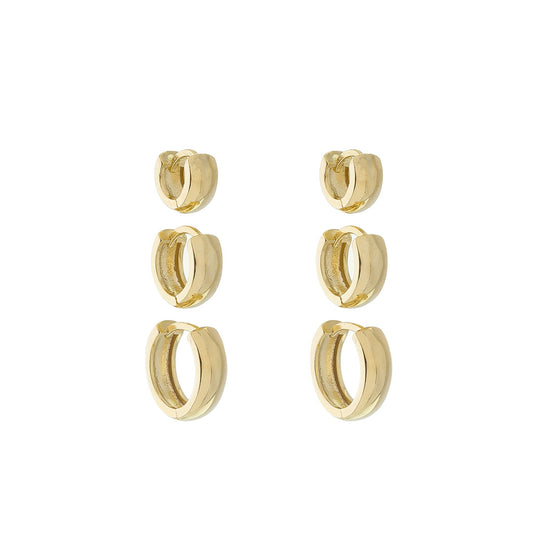 Trio de Brincos Ana Livia Folheado a Ouro 18k