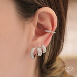 Trio de Brincos Ana Laura Zircônias Foheado em Ródio Branco