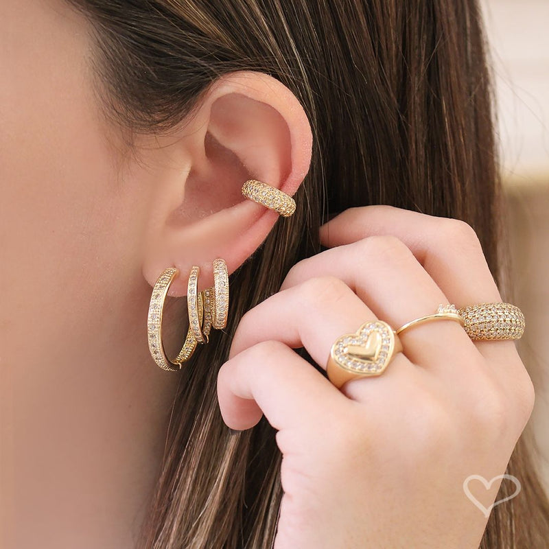 Trio de Brincos Clarice Zircônias Folheado a Ouro 18k