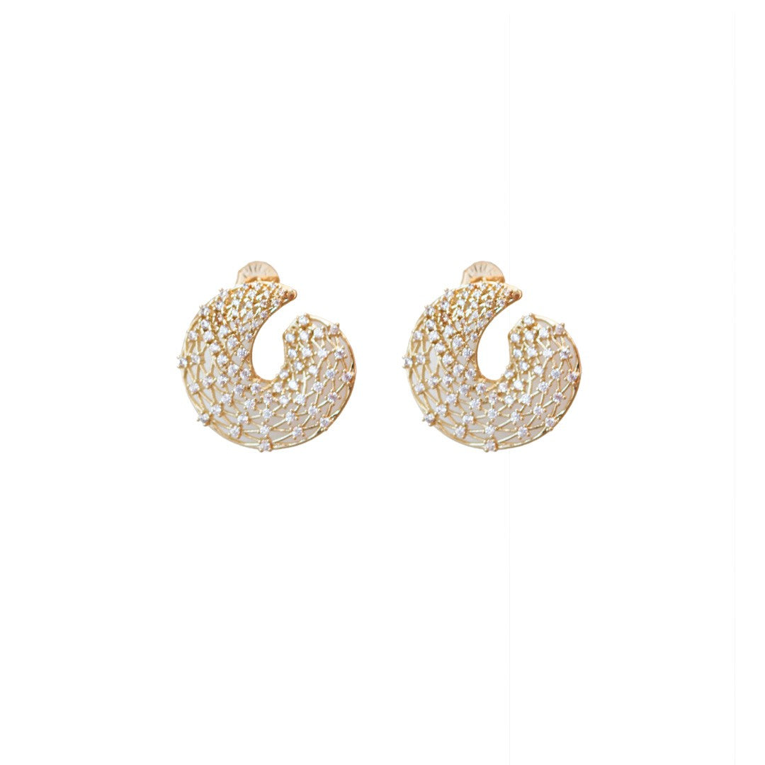Brinco Selena Zircônias Folheado a Ouro 18k