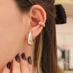 Brinco de Argola Vintage Glenda P Folheado em Ródio Branco