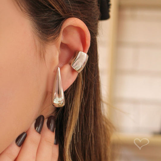 Brinco de Argola Vintage Glenda M Folheado em Ródio Branco