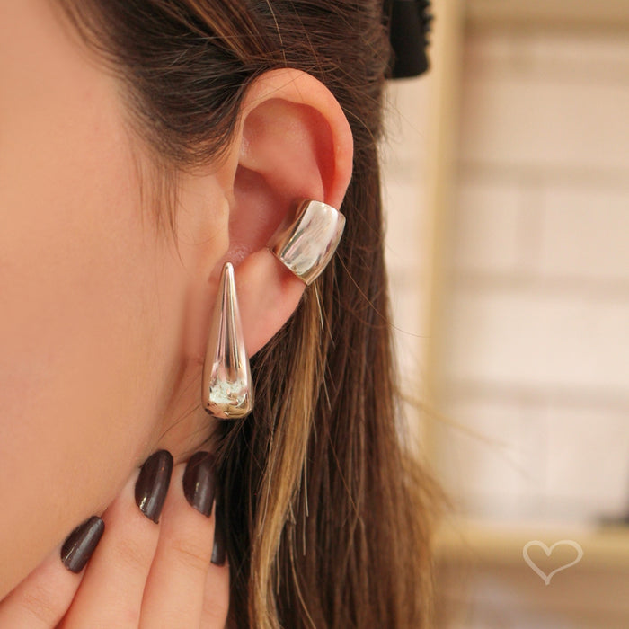 Brinco de Argola Vintage Glenda M Folheado em Ródio Branco