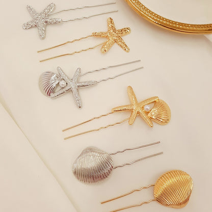 Grampo Pérola Estrela Concha Dourado