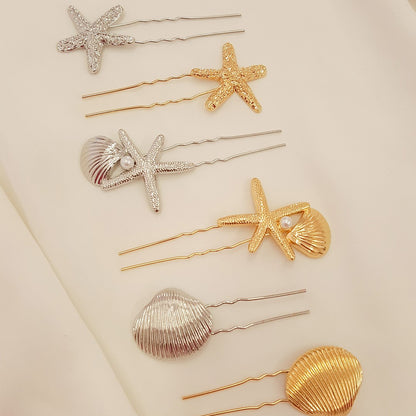 Grampo Pérola Estrela Concha Prata