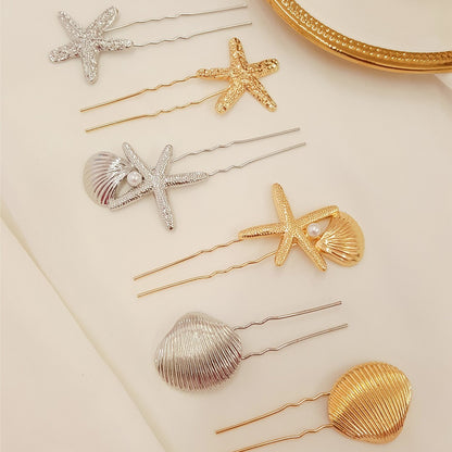 Grampo Pérola Estrela Concha Prata