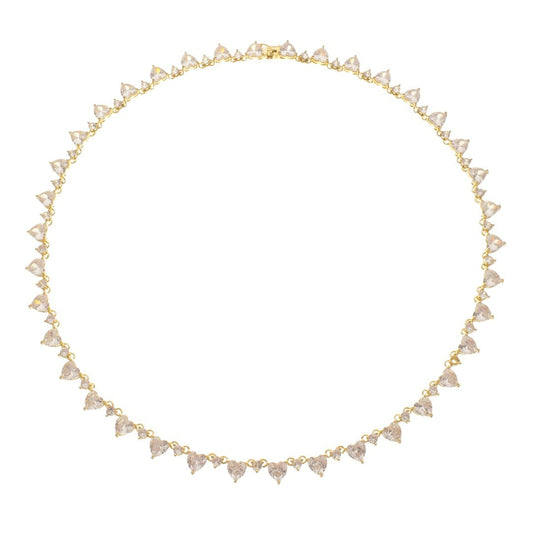 Colar Riviera Helena Coração Zircônias Folheado a Ouro 18k