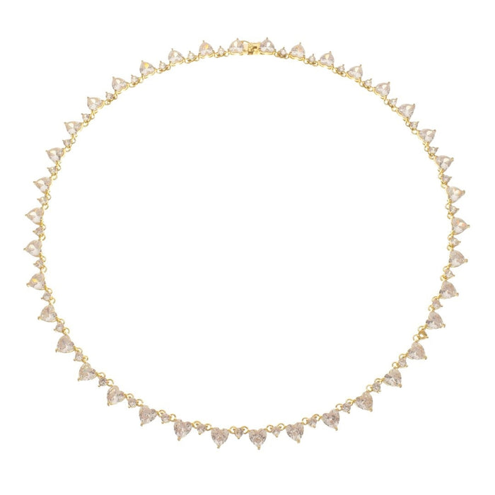 Colar Riviera Helena Coração Zircônias Folheado a Ouro 18k