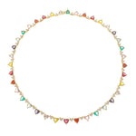 Colar Riviera Helena Coração Zircônias Coloridas Folheado a Ouro 18k