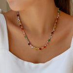 Colar Riviera Helena Coração Zircônias Coloridas Folheado a Ouro 18k