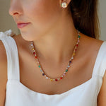 Colar Riviera Helena Coração Zircônias Coloridas Folheado a Ouro 18k