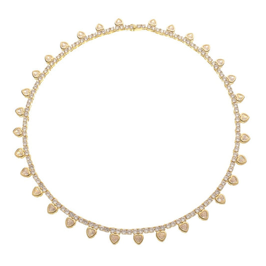 Colar Riviera Elisa Coração Zircônia Folheado a Ouro 18k