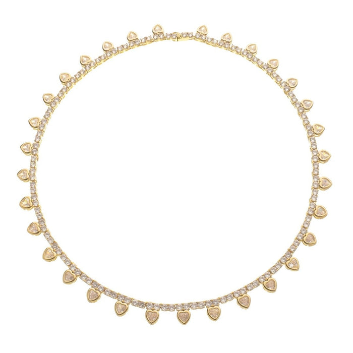 Colar Riviera Elisa Coração Zircônia Folheado a Ouro 18k