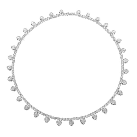 Colar Riviera Elisa Coração Zircônia Folheado em Ródio Branco