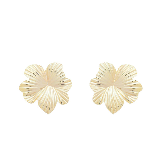 Brinco Raissa Matelado Flor Folheado a Ouro 18k