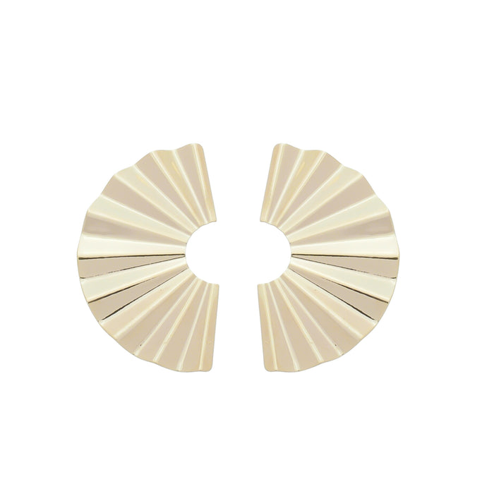 Brinco Alana Leque Texturizado Folheado a Ouro 18k