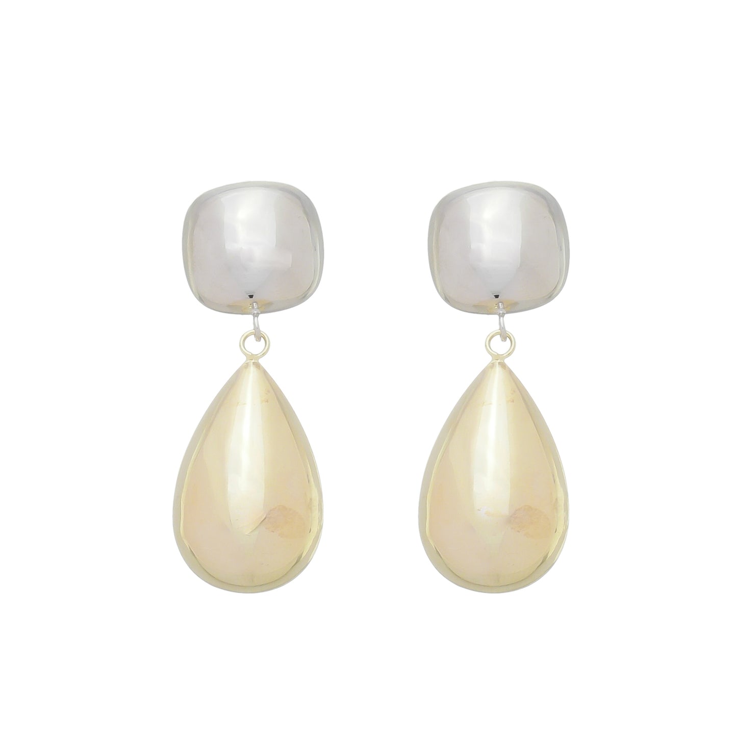 Brinco Stella Gota Folheado a Ouro e Ródio Branco
