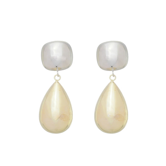 Brinco Stella Gota Folheado a Ouro e Ródio Branco