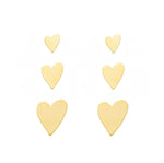 Trio de Brinco Coração Piuka Folheado a Ouro 18k
