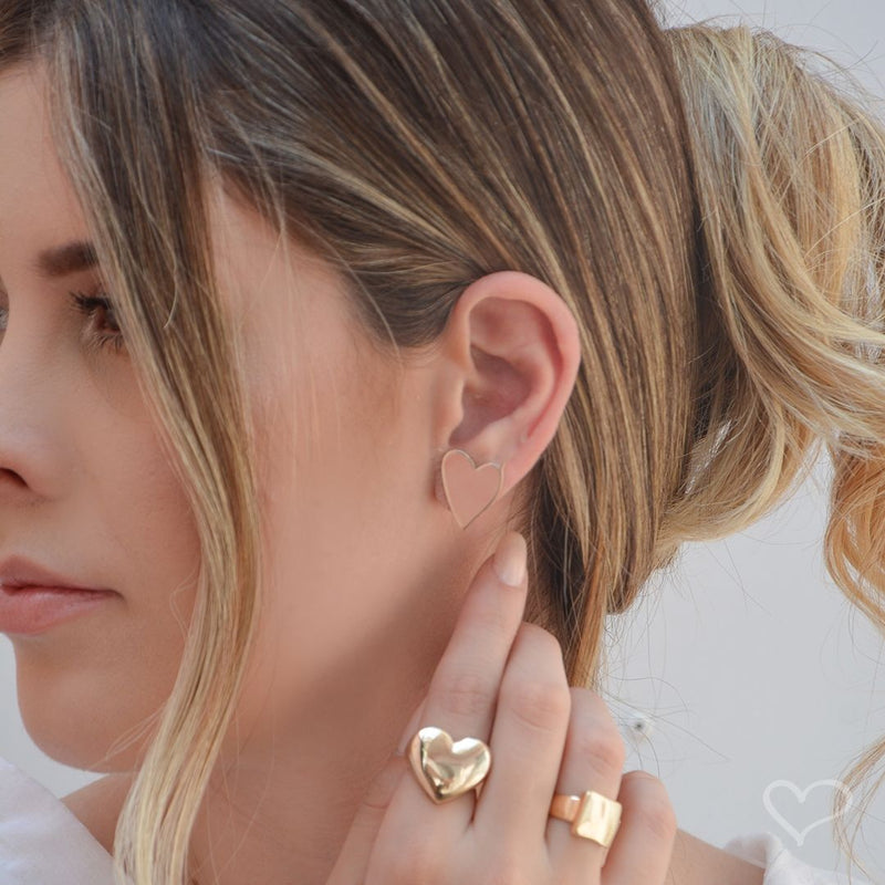 Trio de Brinco Coração Piuka Folheado a Ouro 18k