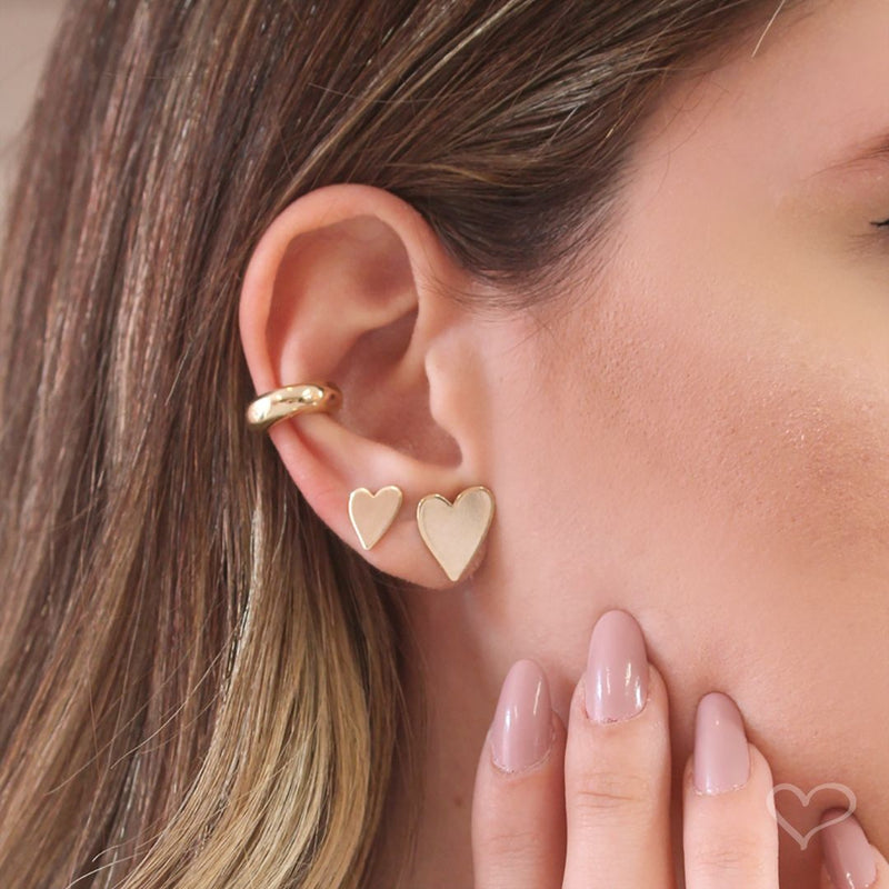 Trio de Brinco Coração Piuka Folheado a Ouro 18k