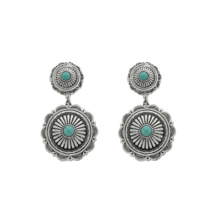 Brinco Boho Audrey Turqueza Prata