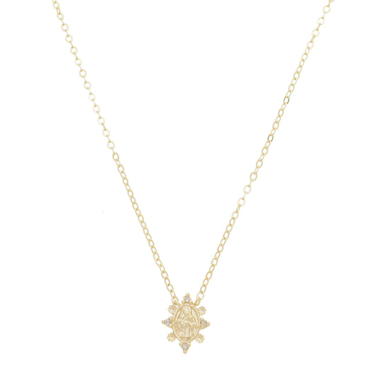 Colar Mini Medalha Nossa Senhora do Carmo Zircônias Folheado a Ouro 18k