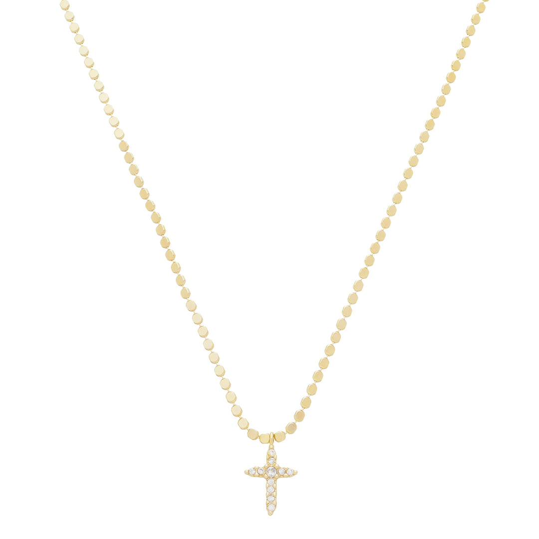 Colar Mini Cruz Zircônias Folheado a Ouro 18k
