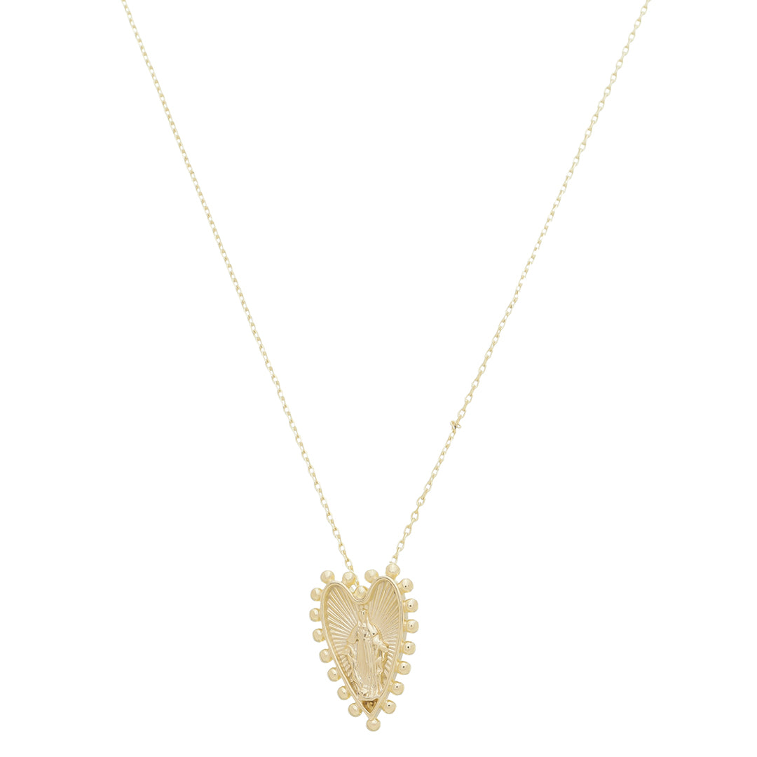 Colar Medalha Coração Nossa Senhora das Graças Folheado a Ouro 18k