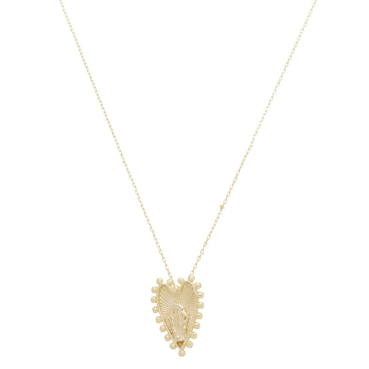 Colar Medalha Coração Nossa Senhora das Graças Folheado a Ouro 18k
