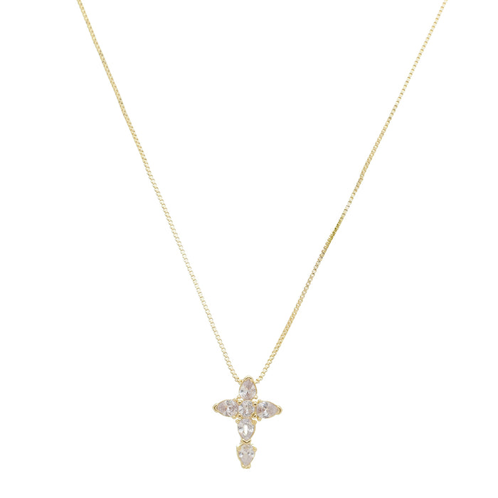 Colar Cruz Zircônias Folheado a Ouro 18k
