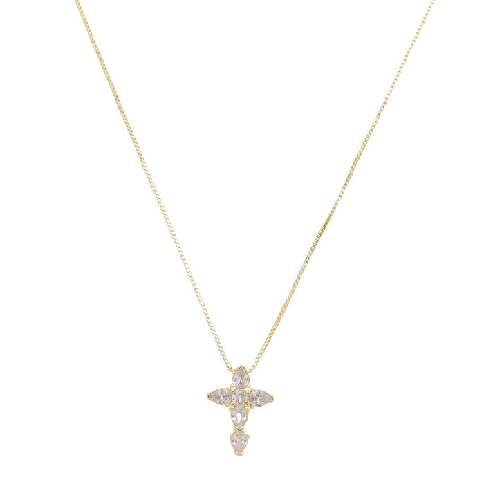 Colar Cruz Zircônias Folheado a Ouro 18k