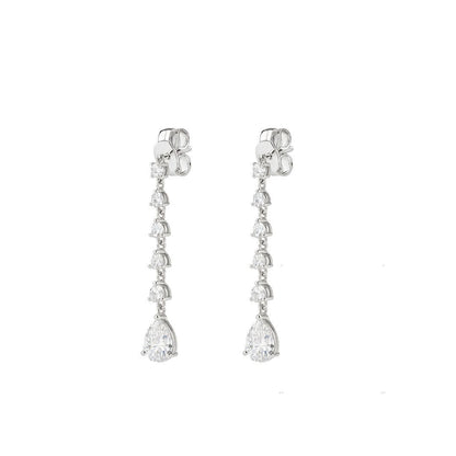 Brinco Cecília Gota Fio Ponto de Luz Zircônias Folheado em Ródio Branco