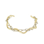 Bracelete Torcido Elos Hanna Folheado a Ouro e Ródio Branco