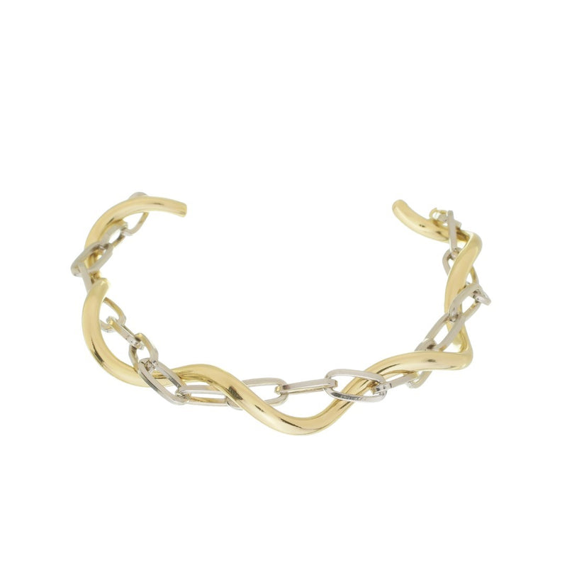 Bracelete Torcido Elos Hanna Folheado a Ouro e Ródio Branco