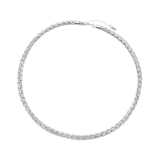 Colar Paola Malha Peruana Folheado em Ródio Branco