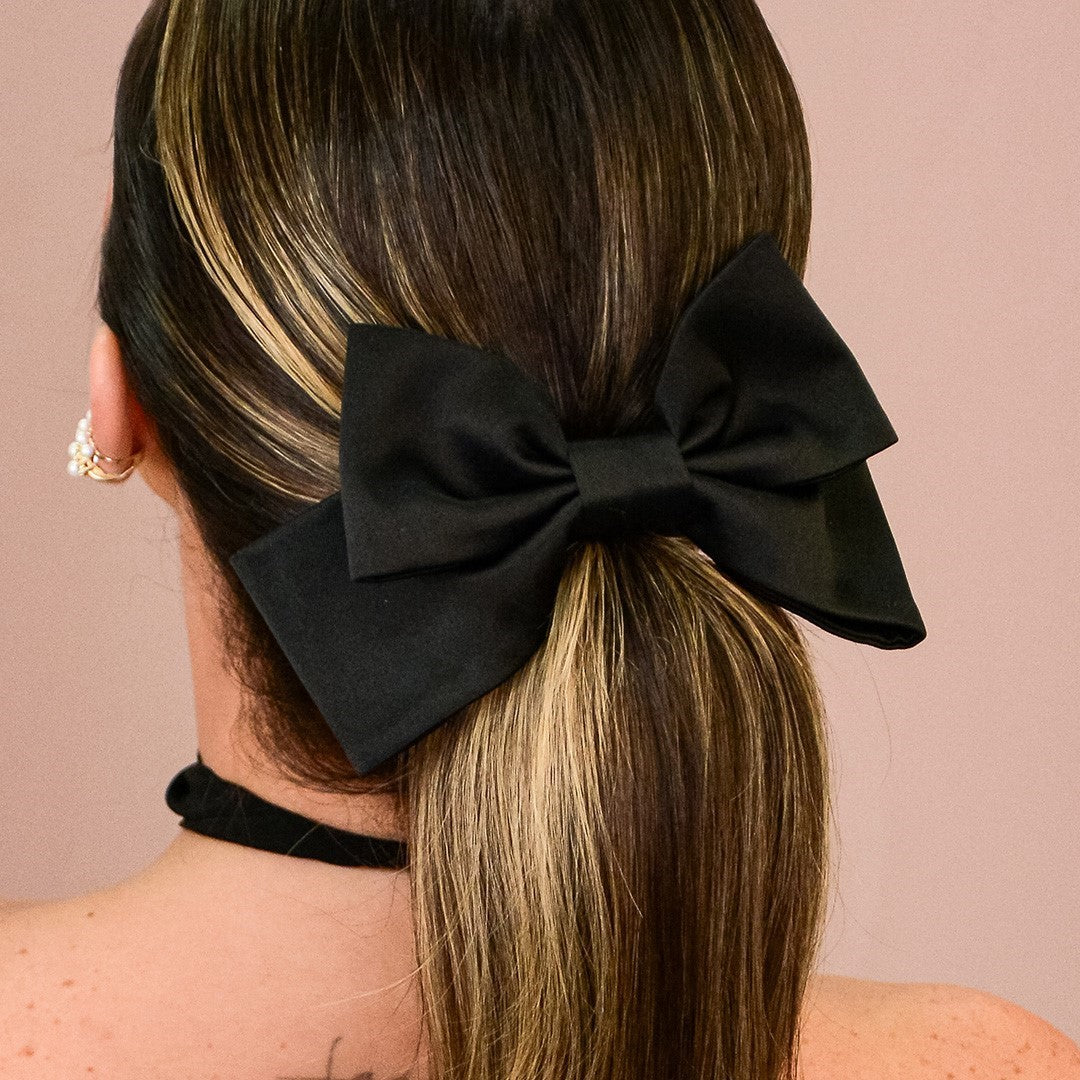 Laço de Cabelo Lais Crepe Acetinado Preto