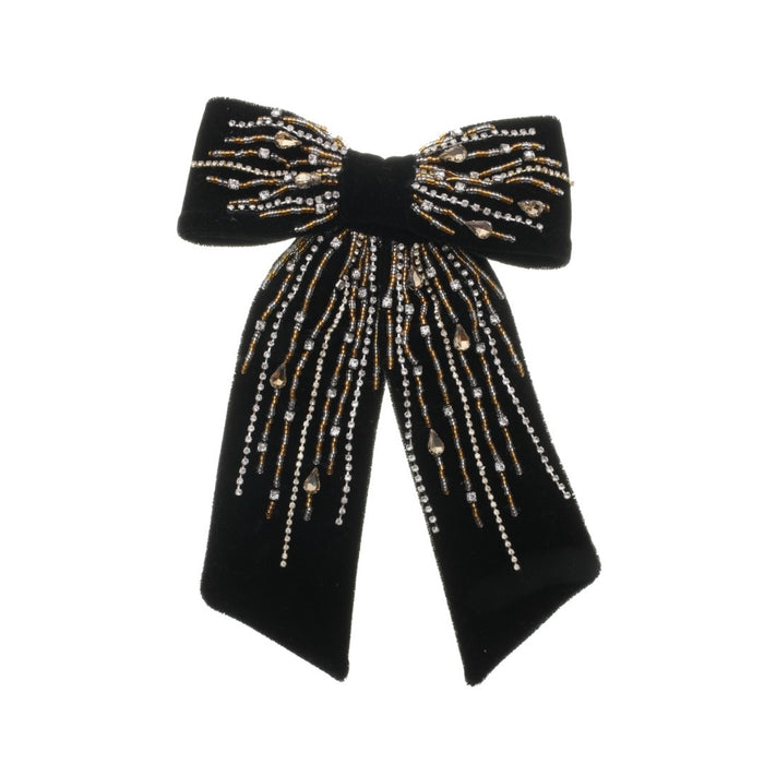 Laço de Cabelo Rachel Veludo Alemão Bordado Gold Silver