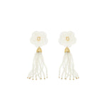 Brinco Jaque Flor Madrepérola Zircônia Cristais Opaline Folheado a Ouro 18k