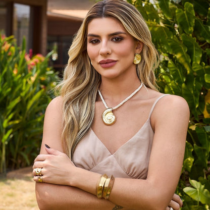 Brinco Valentina Concha Folheado a Ouro 18k