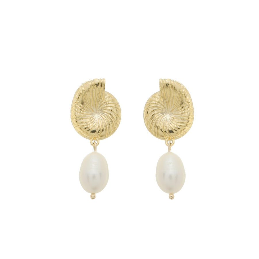 Brinco Beatriz Concha Pérola de Água Doce Folheado a Ouro 18k