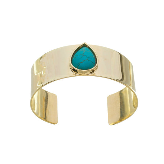 Bracelete Lorena Médio Gota Howlita Turquesa Folheado a Ouro 18k