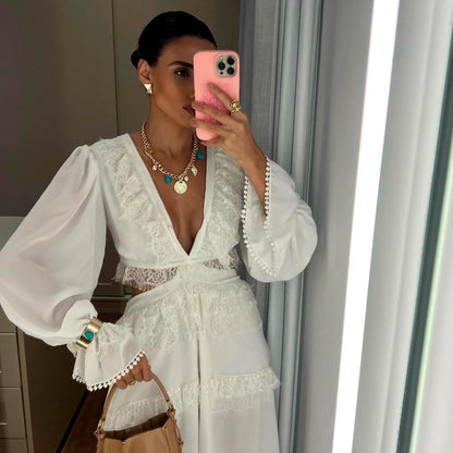 Colar Natalia Boho Elos Medalha Concha Pérola de Água Doce Howlita Turquesa Folheado a Ouro 18k