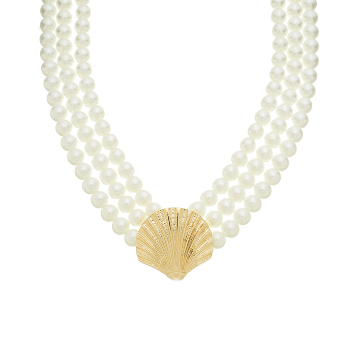 Choker Tripla Antonella Concha Pérolas Murano Folheada a Ouro 18k