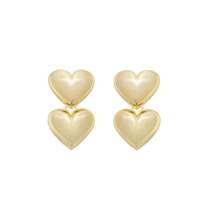 Brinco Sofia Coração Bold Duplo Folheado a Ouro 18k